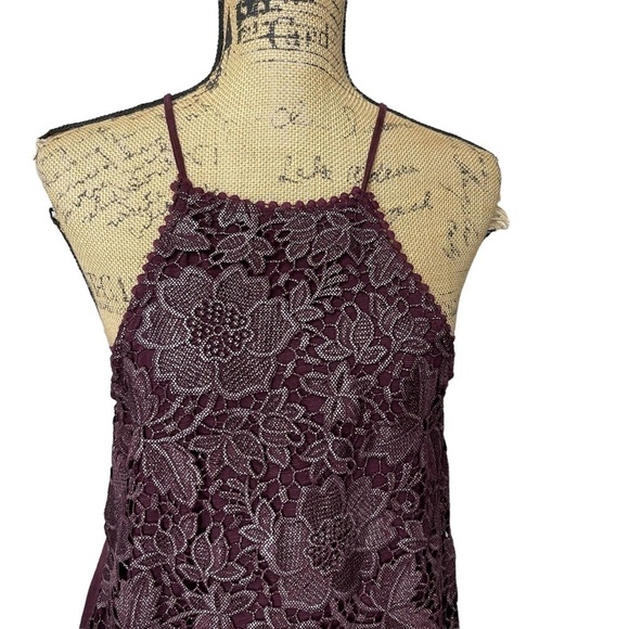 Altar’d State Lace Burgundy Top Boho Hippie Strappy Blouse Size Small - Picture 2 of 9